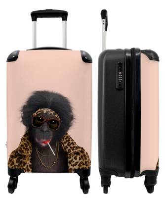 NoBoringSuitcases Kinderkoffer Trolley Affe Tiere Sonnenbrille Pantherdruck Lutscher mehrfarbig Modell 1