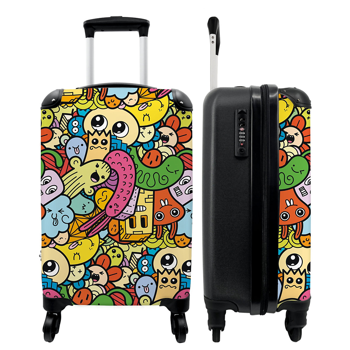NoBoringSuitcases Kinderkoffer Trolley Reisekoffer handgepäck Muster Regenbogen Design mehrfarbig Modell 1