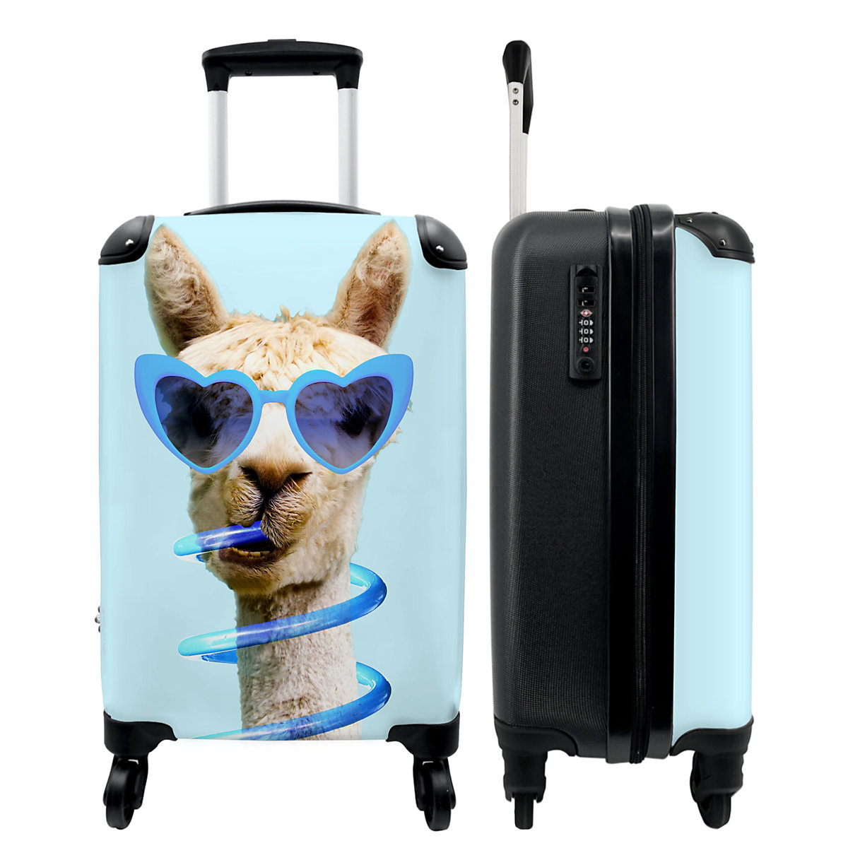 NoBoringSuitcases Kinderkoffer Trolley Reisekoffer Lama Sonnenbrille blau Tier mehrfarbig Modell 1
