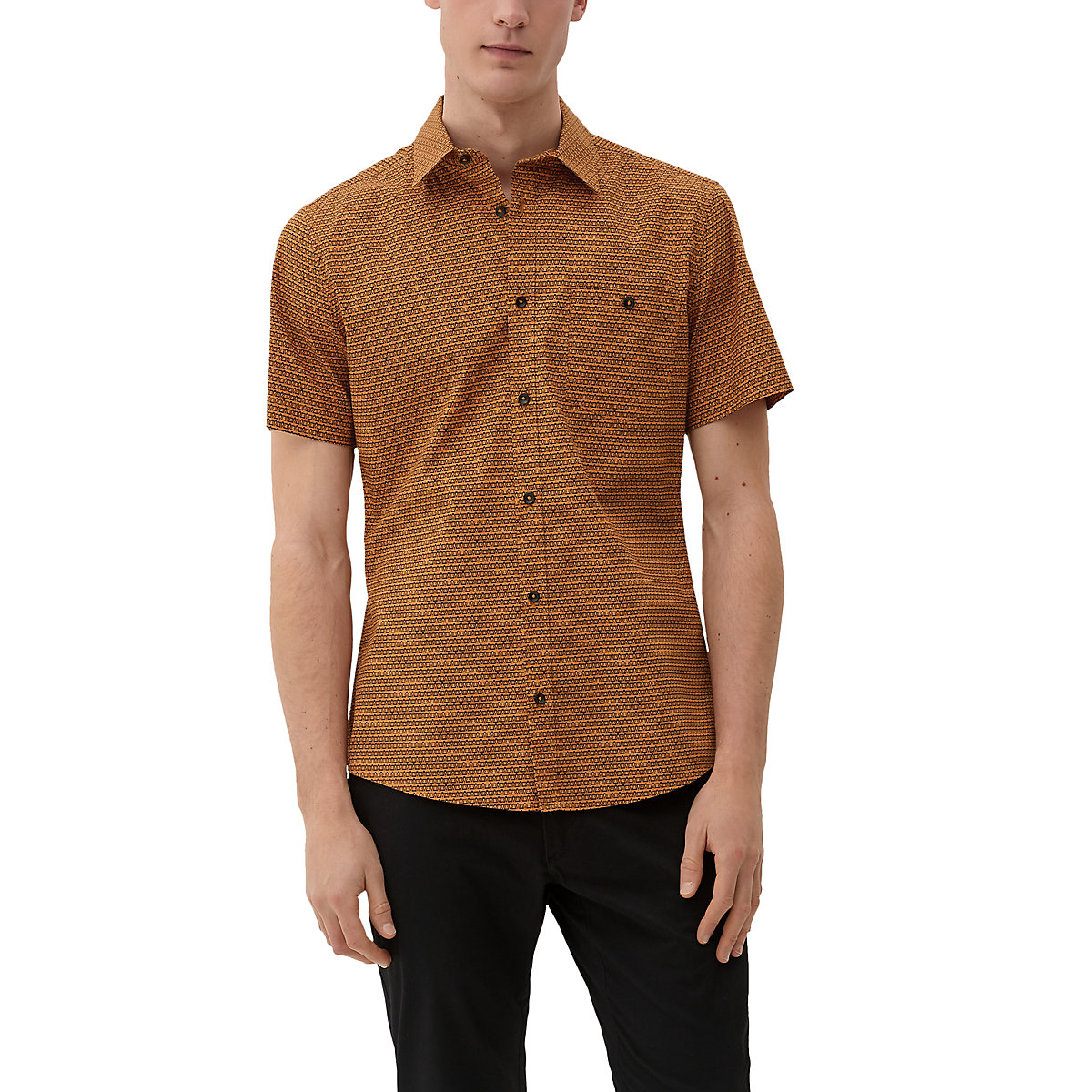 s.Oliver Slim Fit: Hemd mit Allover-Muster Kurzarmhemden orange