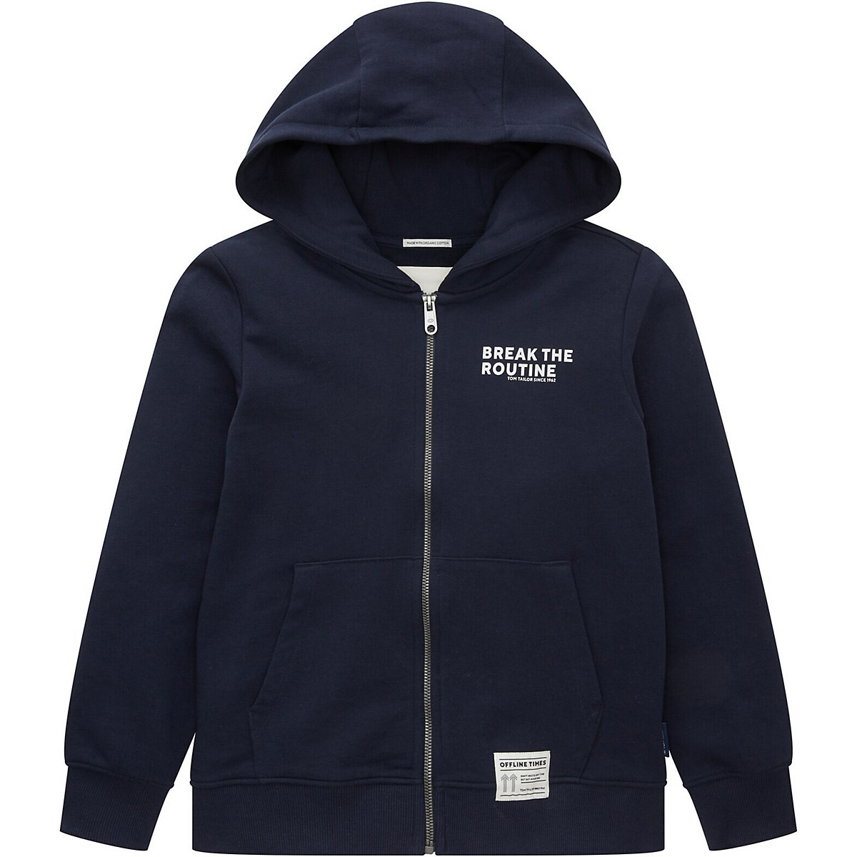 TOM TAILOR Strick & Sweatshirts Sweatjacke mit Textprint Kapuzenpullover blau TOM TAILOR Strick & Sweatshirts Sweatjacke mit Textprint Kapuzenpullover blau