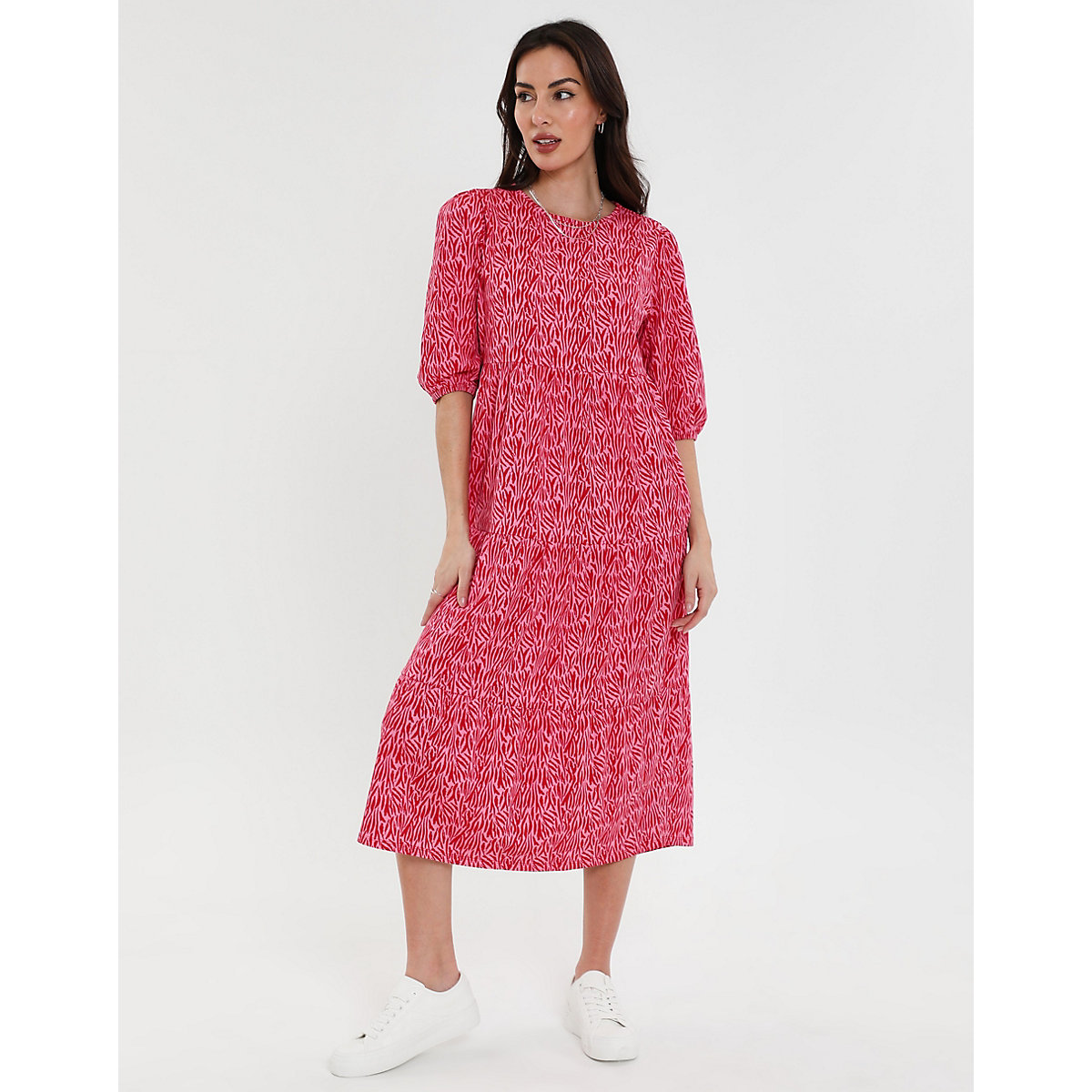 THREADBARE Threadbare Kleid THB Finn Midi Tiered Dress Sommerkleider AdultW pink