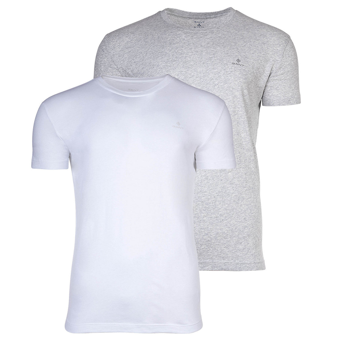 GANT Herren T-Shirt 2er Pack Rundhals Crew Neck kurzarm Baumwolle T-Shirts grau/weiß