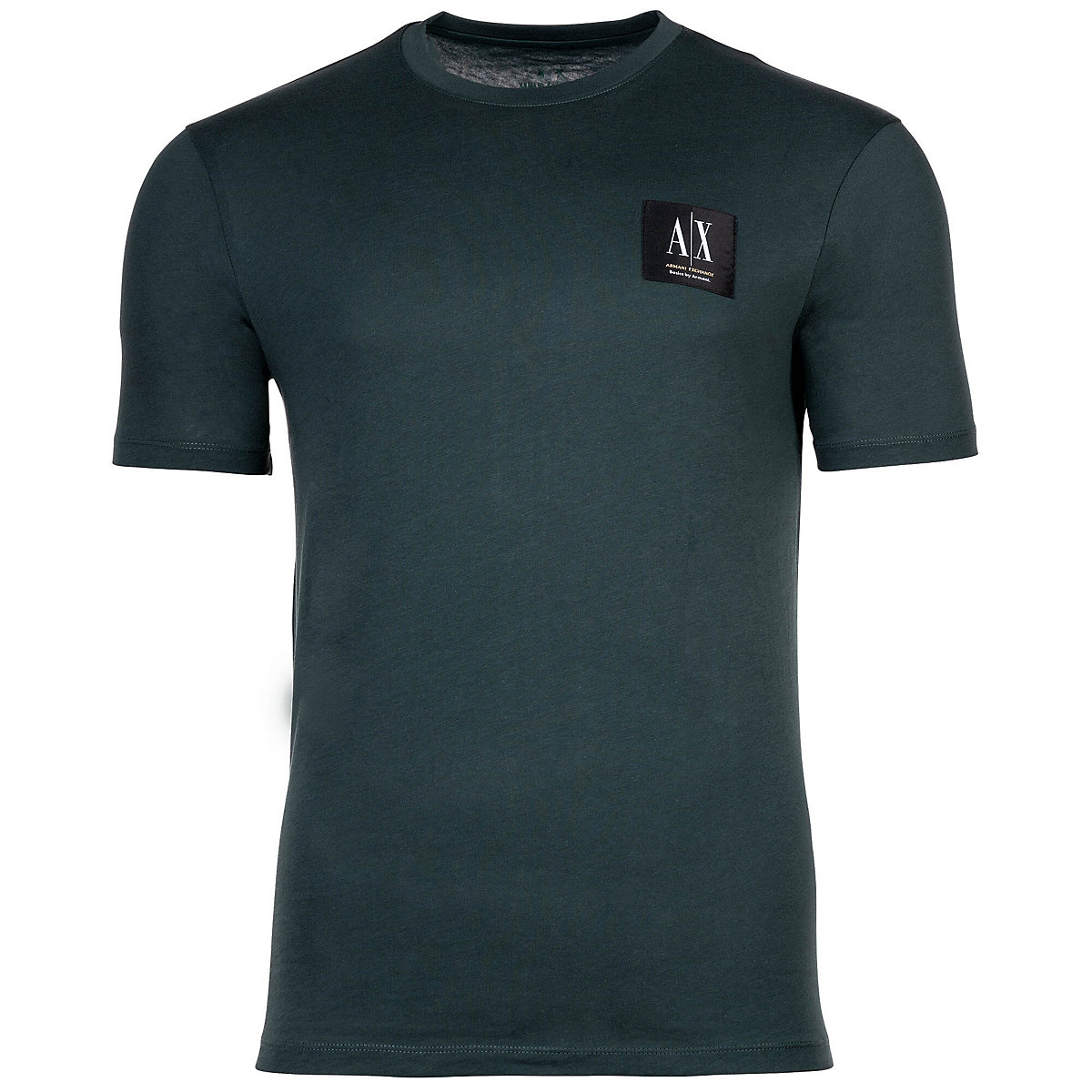ARMANI EXCHANGE A|X Herren T-Shirt Rundhals Kurzarm Logo-Patch T-Shirts dunkelgrün
