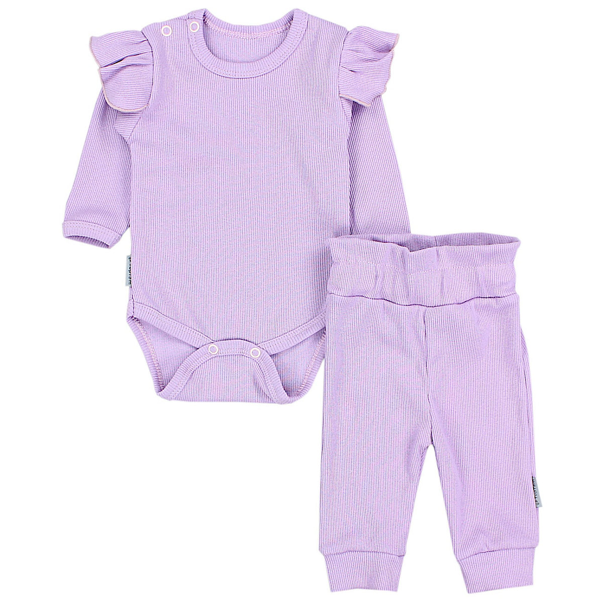 TupTam Baby Mädchen Outfit Langarmbody Babyhose mit Rüsche für Mädchen lila