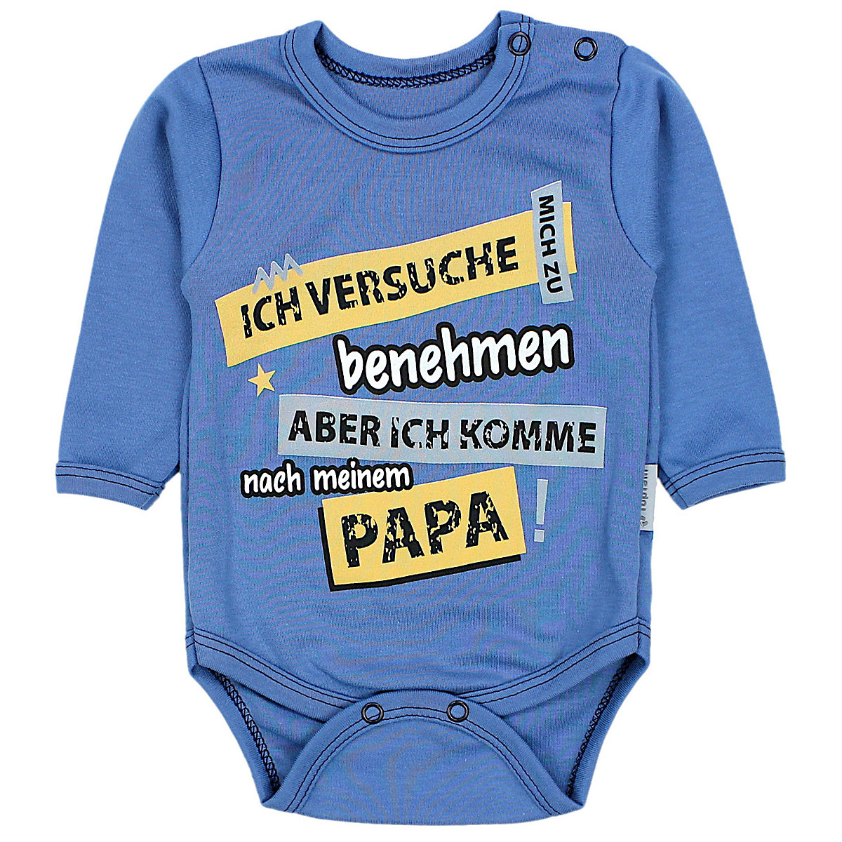 TupTam Baby Langarmbody mit Spruch Print Aufdruck Witzig für Kinder blau