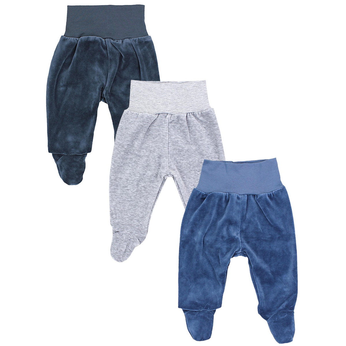 TupTam Baby Jungen Hose mit Fuß 3er Pack Nicki für Jungen blau/grau