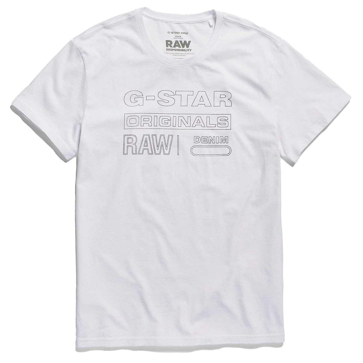G-Star RAW Herren T-Shirt Originals Rundhals RAW-Logo Bio-Baumwolle T-Shirts weiß