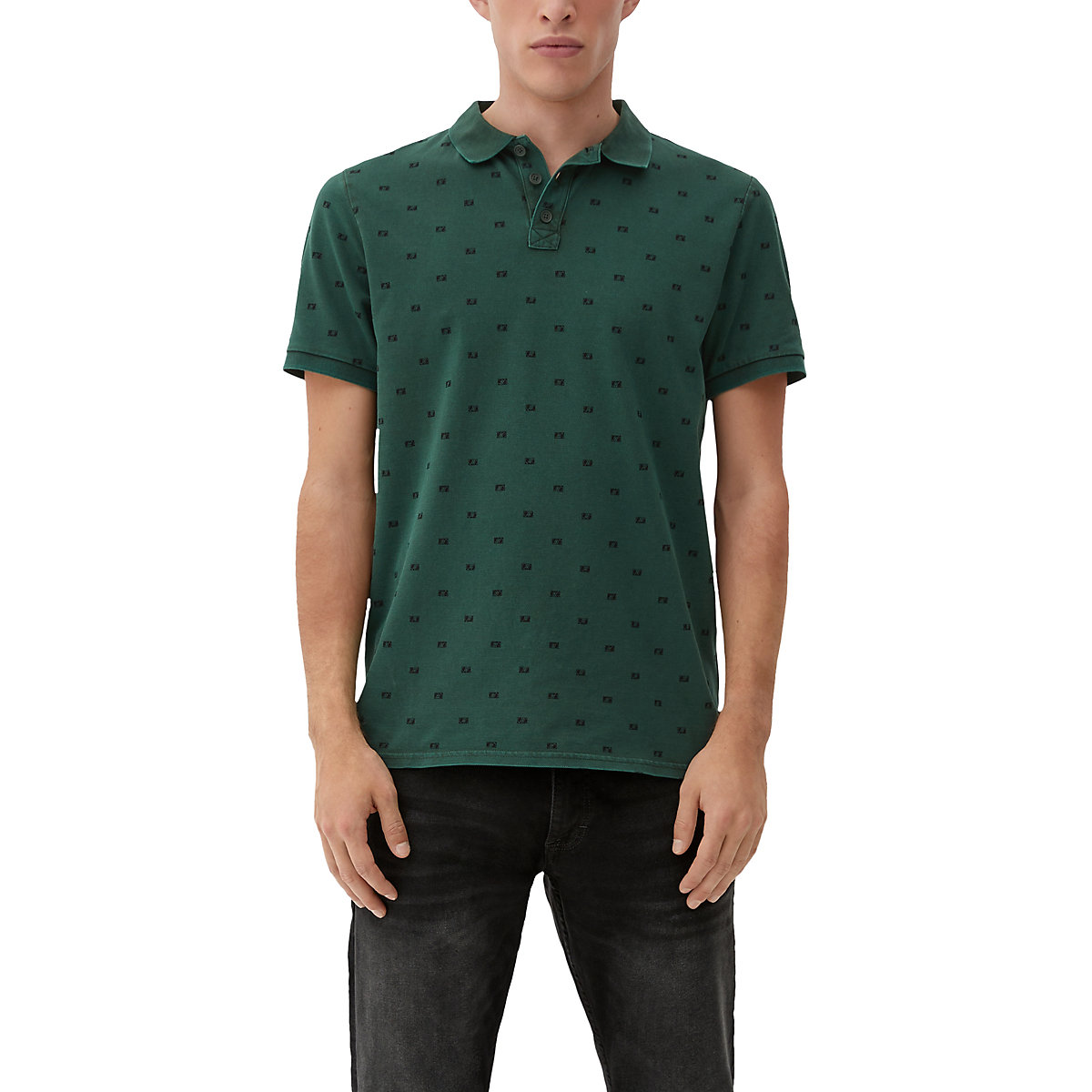 QS by s.Oliver Poloshirt mit Muster-Print T-Shirts grün