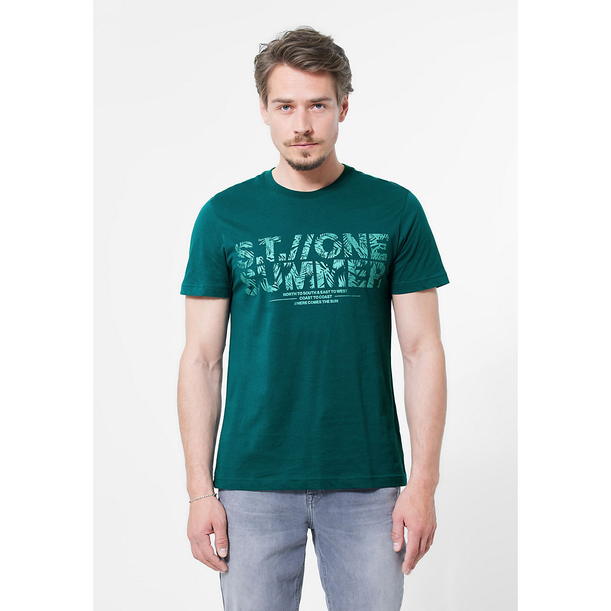 T-Shirt mit Metallic Print grün