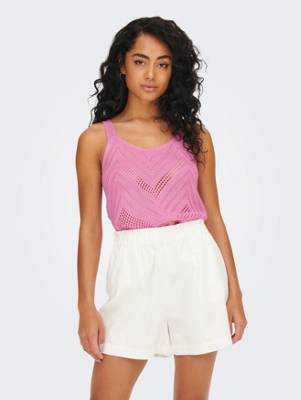 Jacqueline de Yong Strukturiertes Strickoberteil Ärmelloses Tank Top Shirt JDYSUN pink