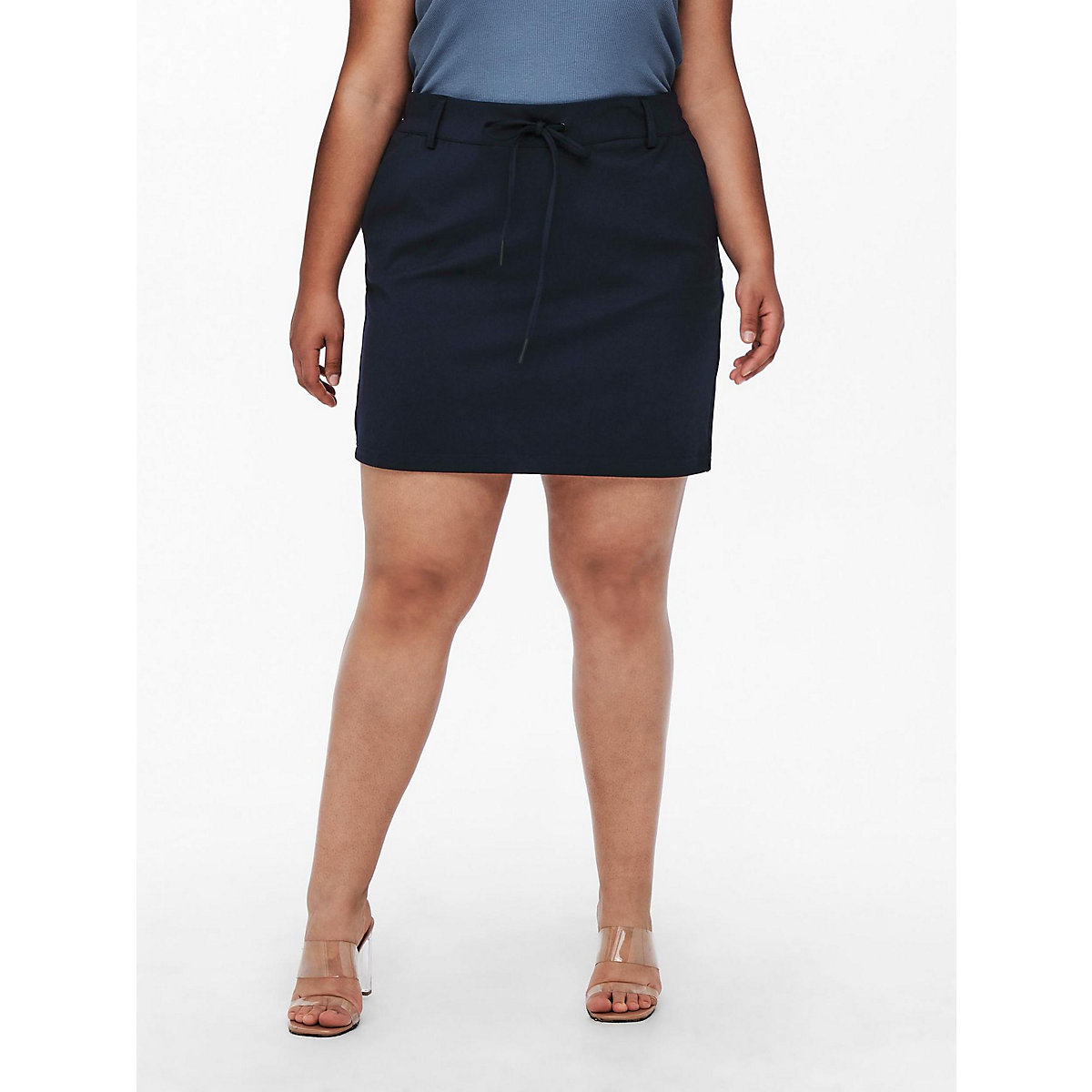 ONLY CARMAKOMA Mini Stretch Rock Kurzer Übergrößen Skirt CARGOLDTRASH blau Modell 1