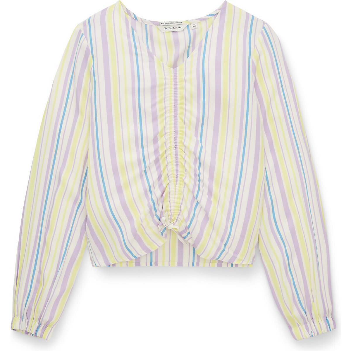 TOM TAILOR Blusen & Shirts Bluse mit Raffungen Kurzarmblusen beige/rosa