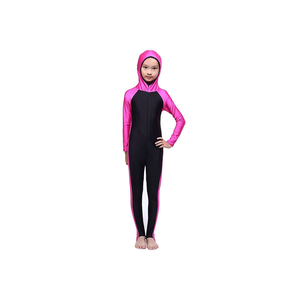 frler frler Badeanzug Einteiler mit Kapuzen für Muslim Mädchen Badeanzüge für Mädchen schwarz/rosa frler frler Badeanzug Einteiler mit Kapuzen für Muslim Mädchen Badeanzüge für Mädchen schwarz/rosa