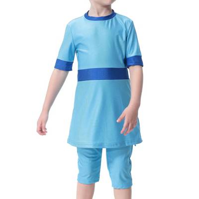 frler frler Badeshirt + Badehose + Badekappe für Muslim Mädchen Badeanzüge für Mädchen blau