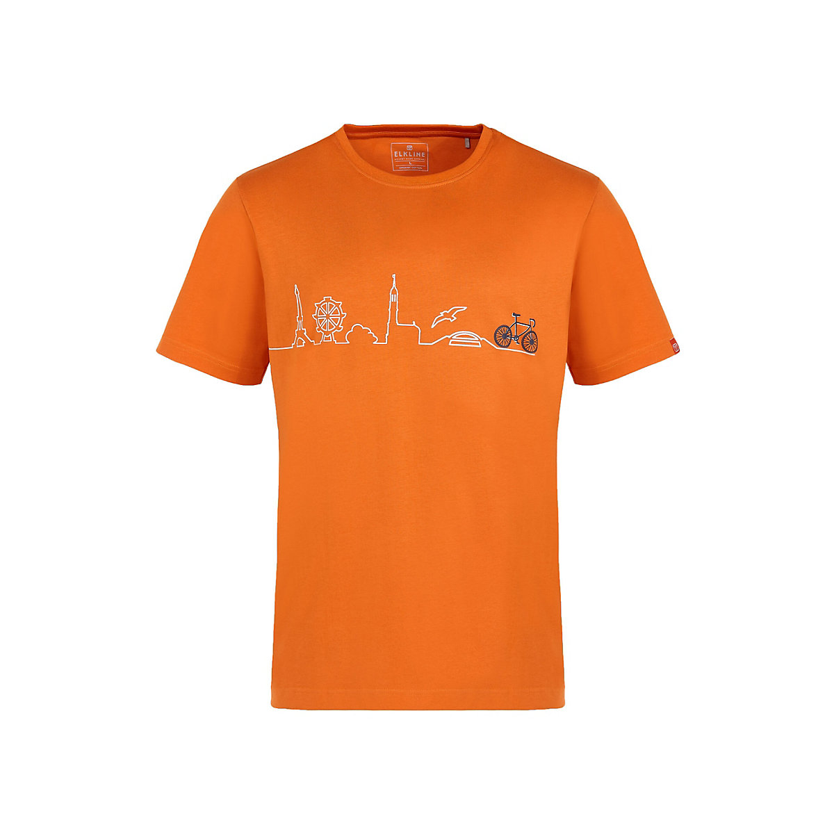 elkline T-Shirt An 365 Tagen Fahrrad Brust-Print orange