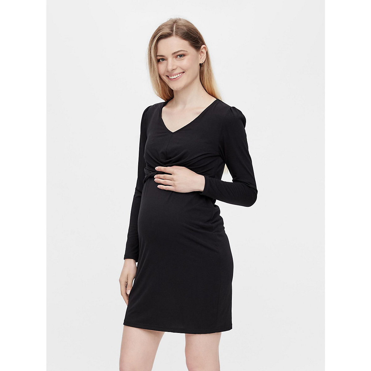 mamalicious Umstands Mini Kleid Stretch Shirt Dress MLELLEN schwarz