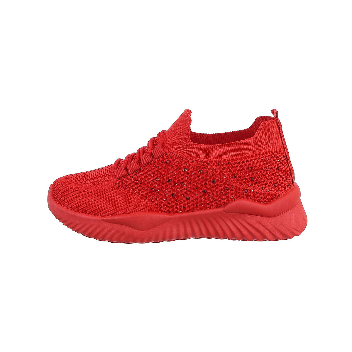 Ital-Design Sneakers Low Lochschnürung Flach Strass rot