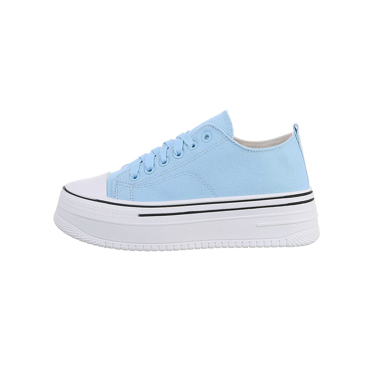 Ital-Design Sneakers Low Lochschnürung Flach hellblau/weiß