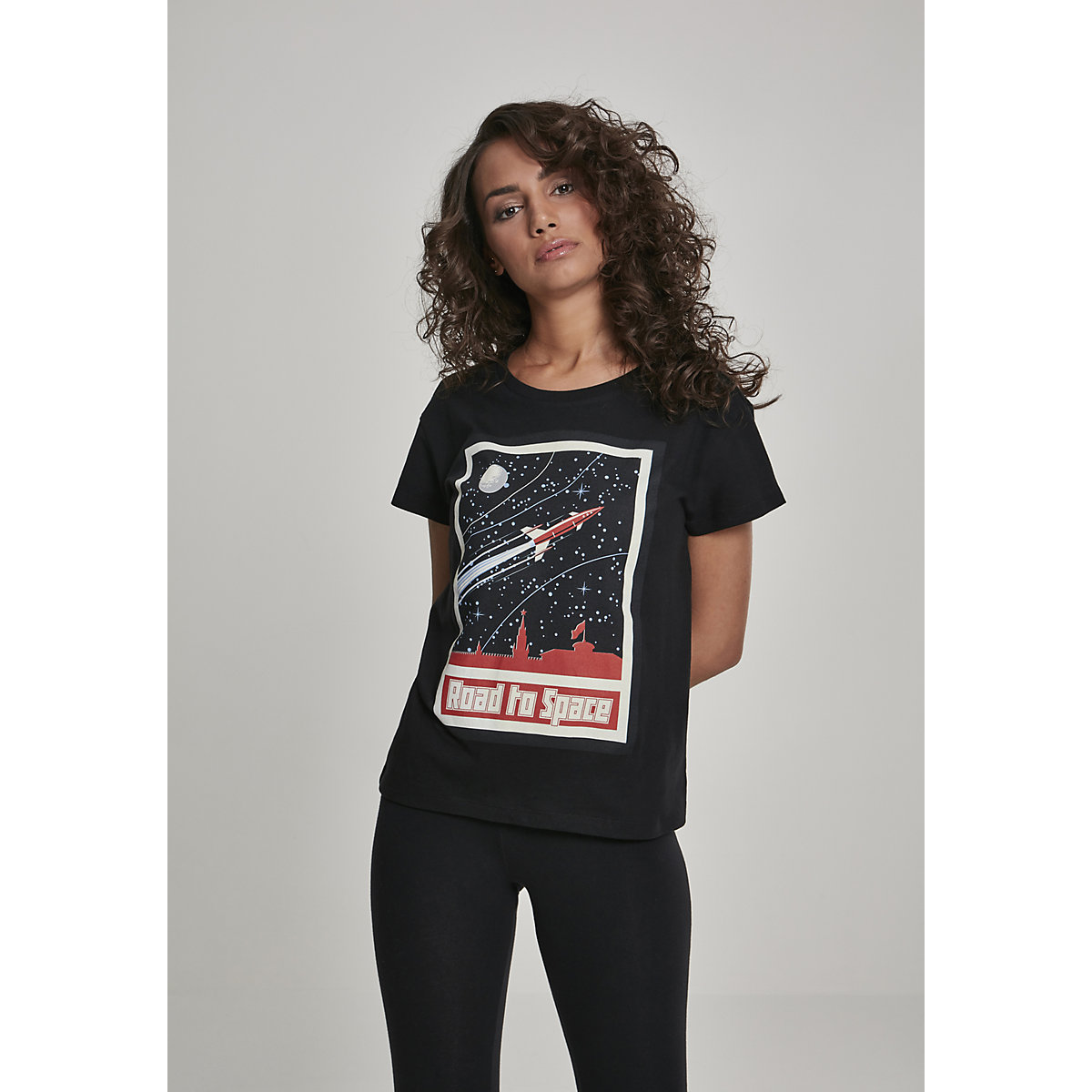 Mister Tee Ladies Road To Space Box Tee T-Shirts schwarz