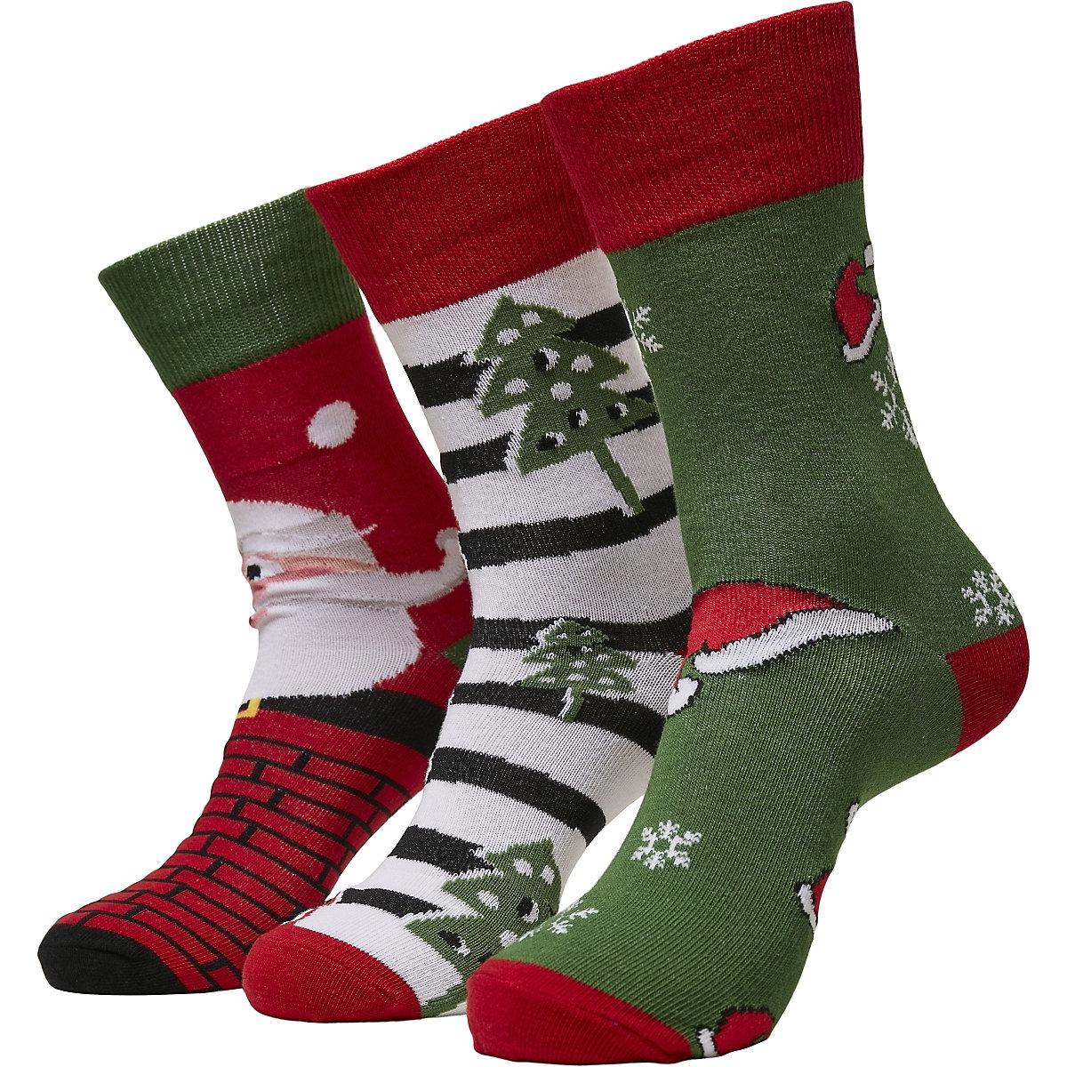 Urban Classics Stripe Santa Christmas Socks 3-Pack Socken mehrfarbig
