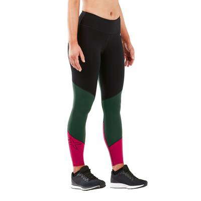 2XU Kompressionshose lang Fitness Mid-Rise Compression Tights Sportleggings schwarz/pink