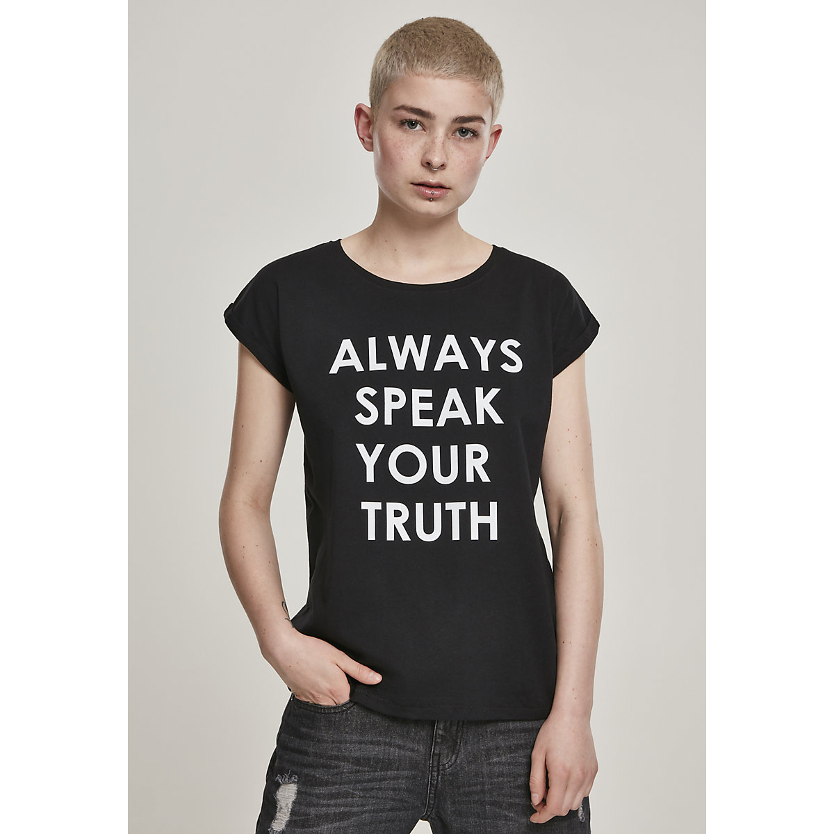 Mister Tee Ladies Speak Truth Tee T-Shirts schwarz