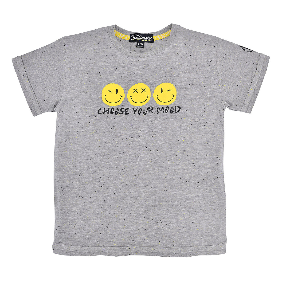 BONDI Kids T-Shirt halbarm 'Choose your Mood' für Jungen grau/melange