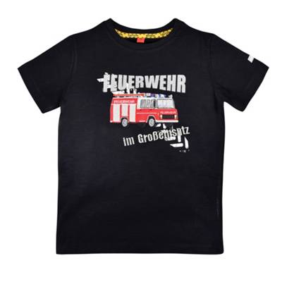 BONDI Kids T-Shirt halbarm 'Feuerwehr' für Jungen schwarz