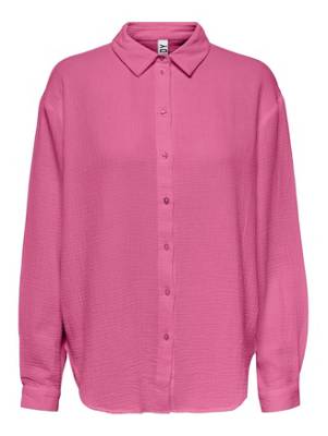 Jacqueline de Yong Elegantes Hemd Langarm Bluse in Knitteroptik JDYTHEIS pink-kombi