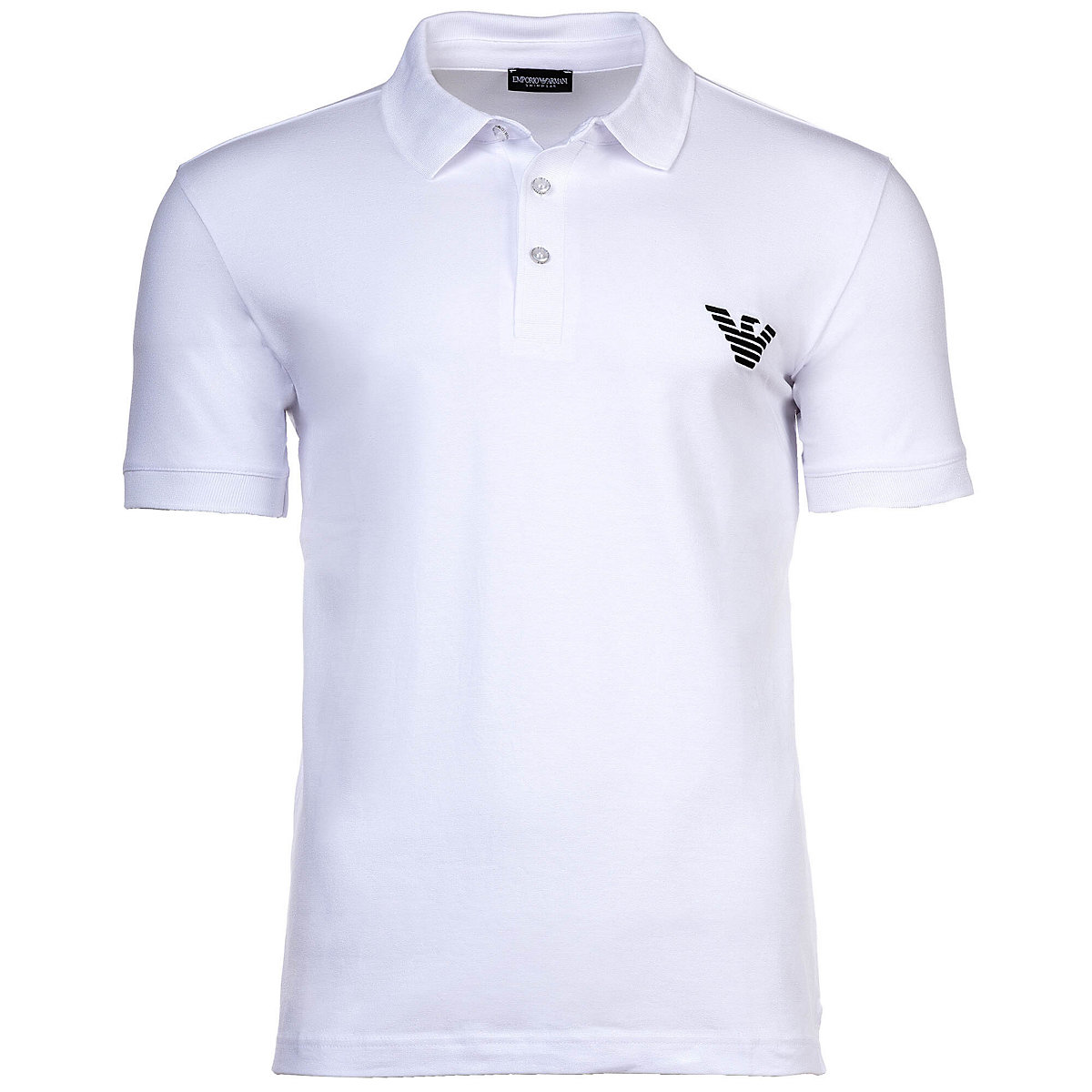 Emporio Armani Herren Poloshirt ESSENTIAL Kurzarm Knopfleiste einfarbig Poloshirts weiß