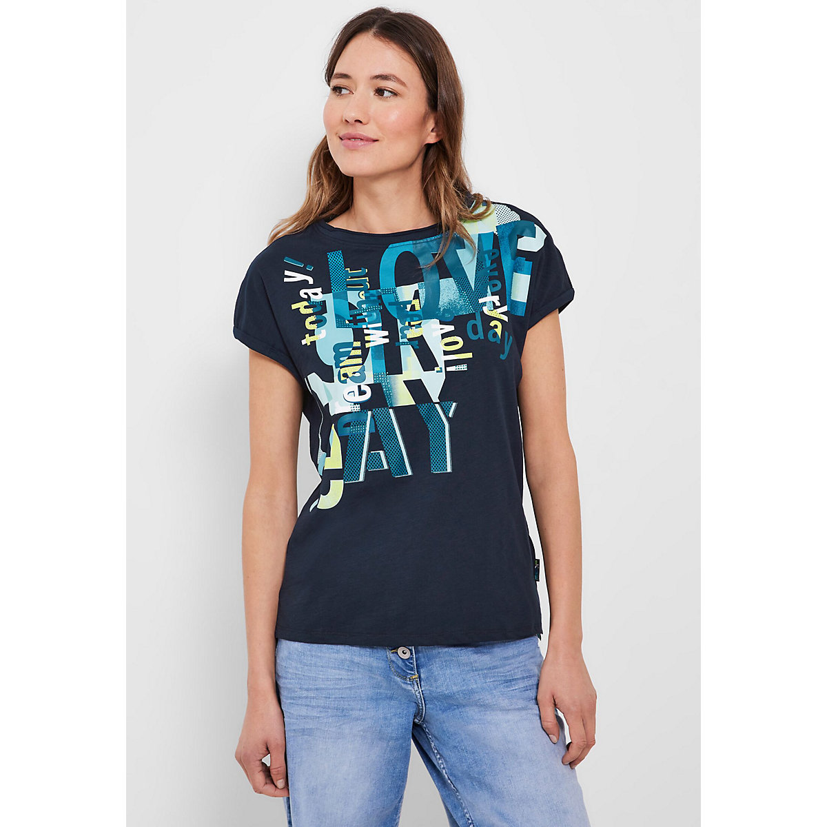 CECIL Love Fotoprint T-Shirt dunkelblau