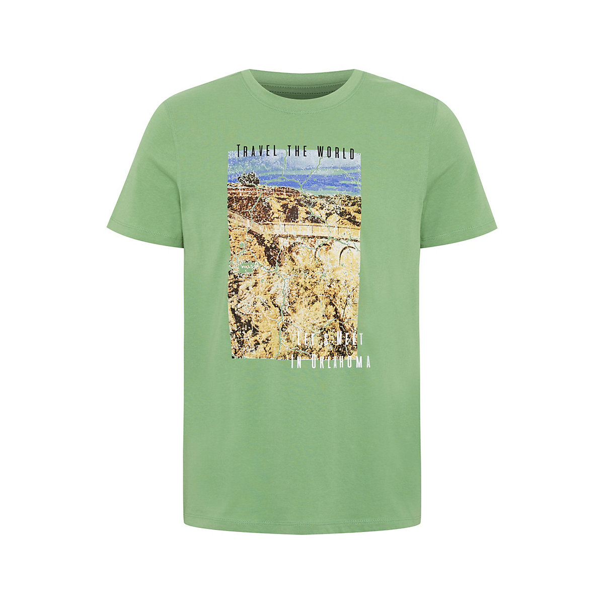 OKLAHOMA Jeans T-Shirt mit Travel-Print T-Shirts grün