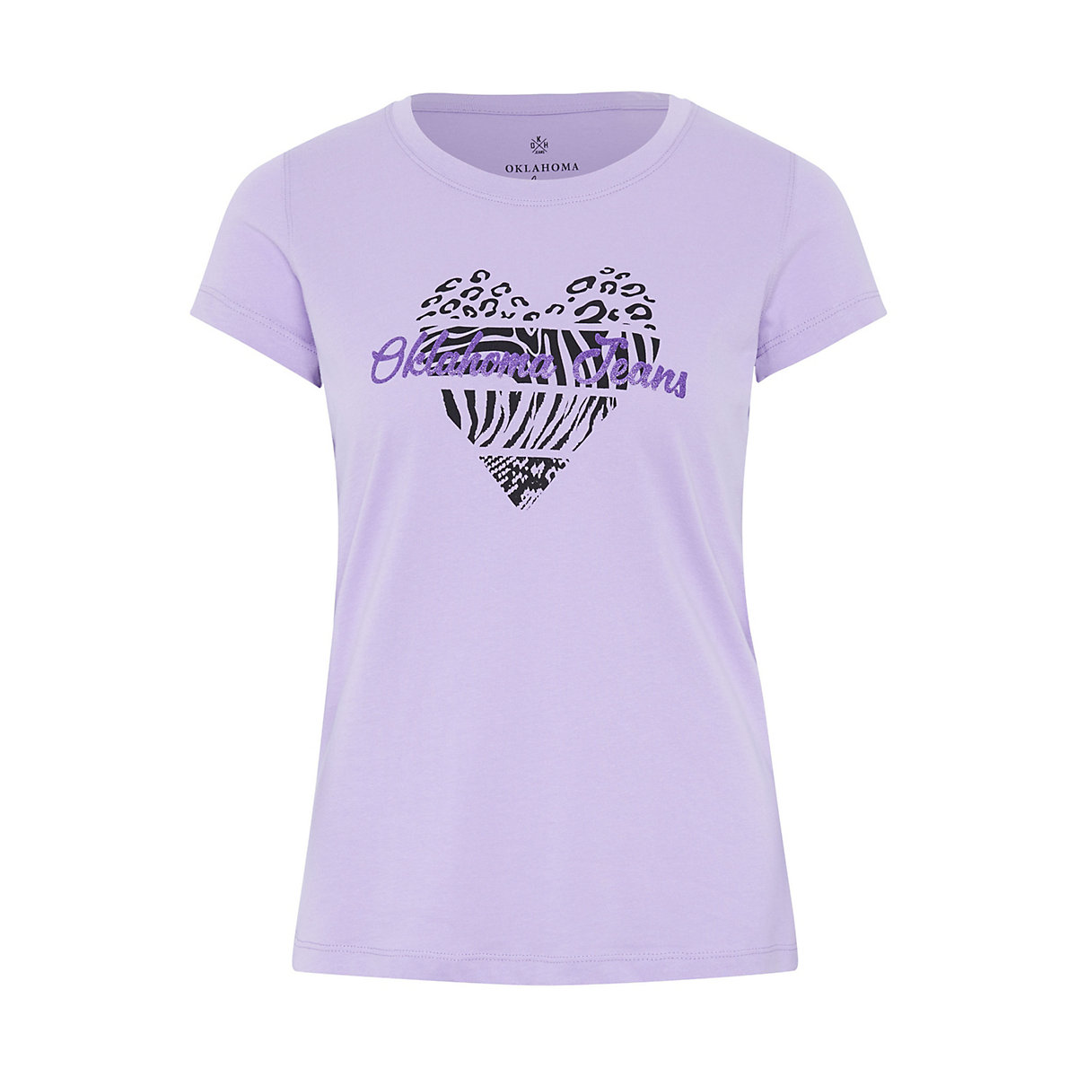 OKLAHOMA Jeans T-Shirt mit Herz-Motiv und Logo-Schriftzug T-Shirts lila