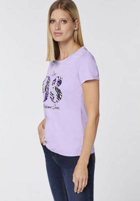 OKLAHOMA Jeans T-Shirt mit gemustertem 93-Motiv T-Shirts lila