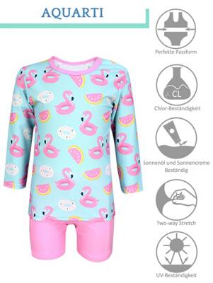 Aquarti Baby Mädchen Zweiteiler Badeanzug Bade-Set Bade T-Shirt Badehose für Mädchen hellgrün