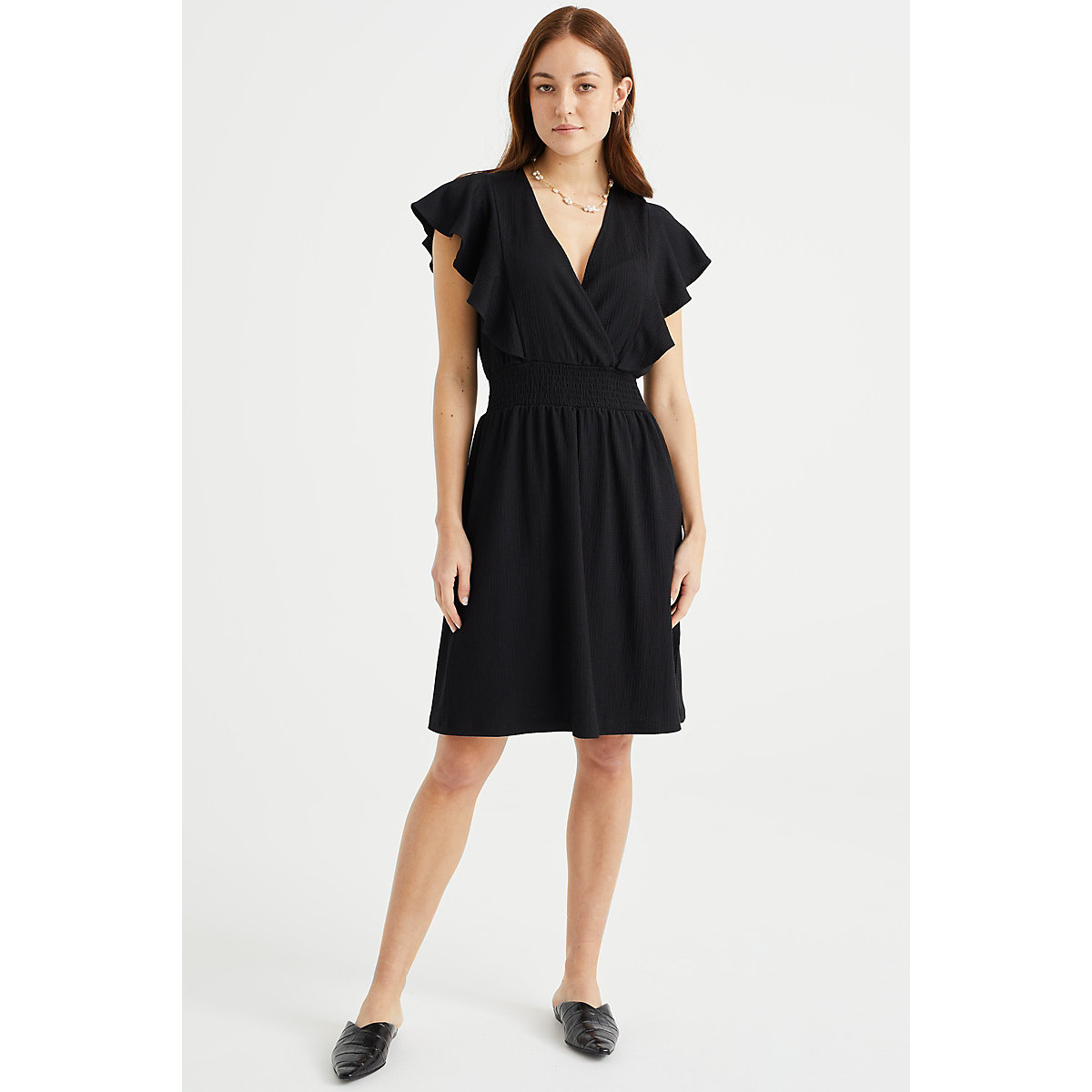 WE Fashion Damenkleid mit Strukturmuster Kleider schwarz WE Fashion Damenkleid mit Strukturmuster Kleider schwarz