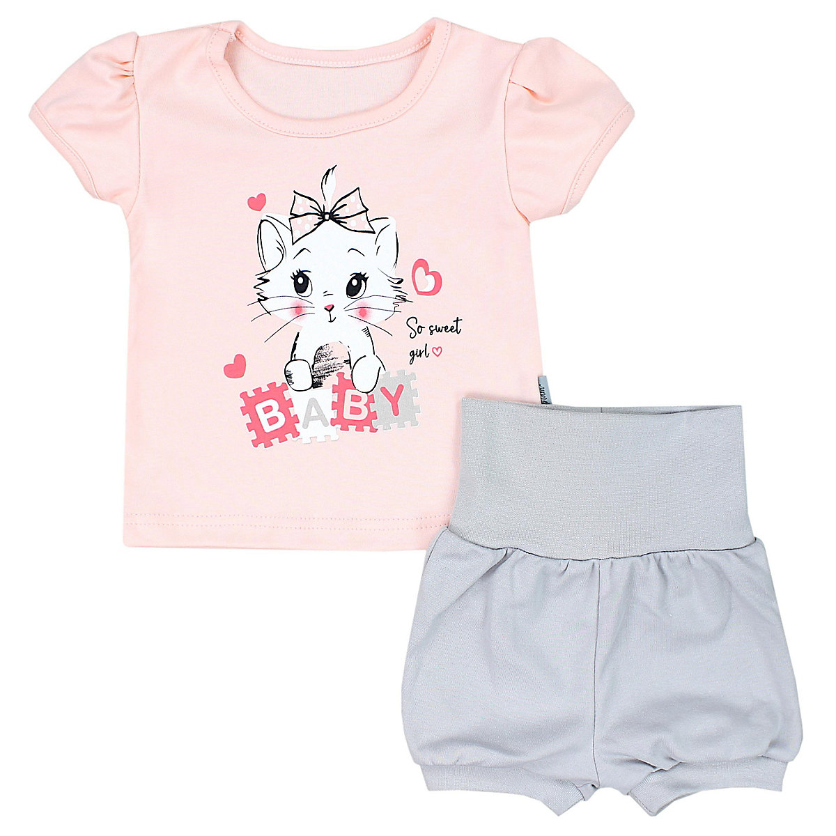 TupTam Baby Mädchen Sommer Bekleidung T-Shirt Shorts Set für Mädchen apricot