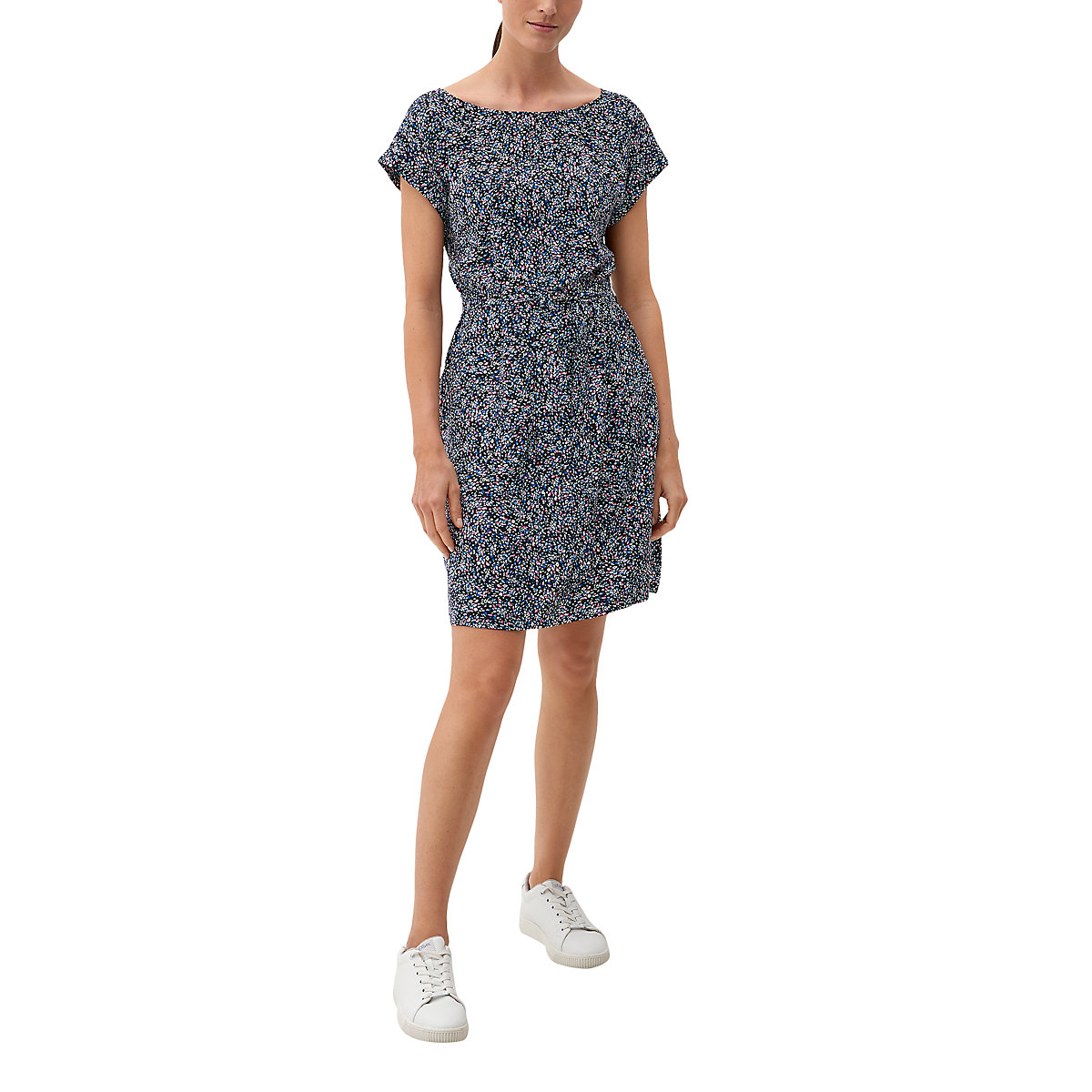 s.Oliver Kurzes Kleid mit Binde-Detail Jerseykleider mehrfarbig