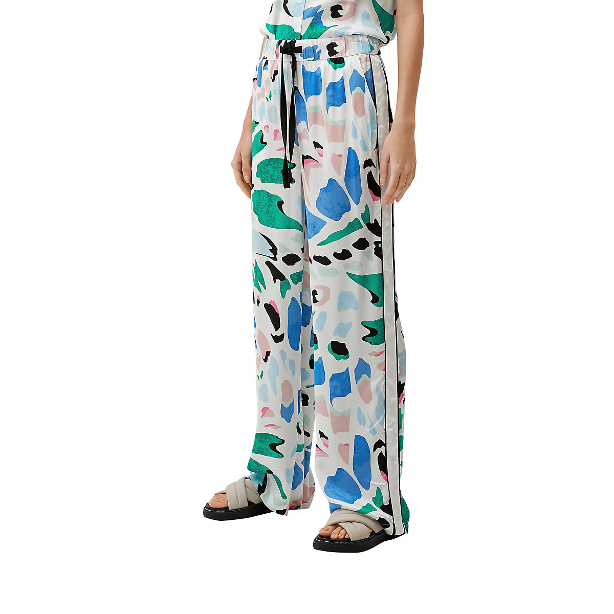s.Oliver Relaxed: Hose mit Allover-Print Stoffhosen creme