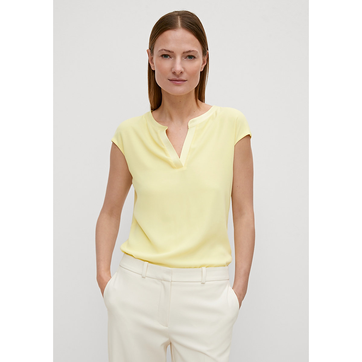 comma T-Shirt mit Tunika-Ausschnitt Tops gelb