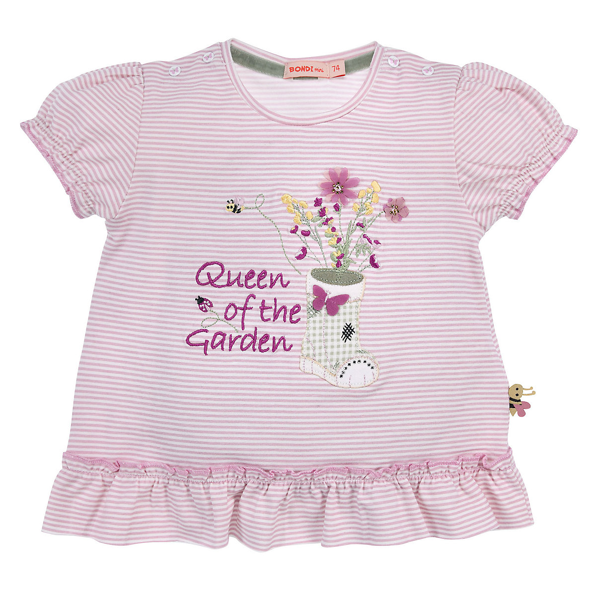 BONDI Kids T-Shirt halbarm geringelt 'Queen of garden'' für Mädchen flieder