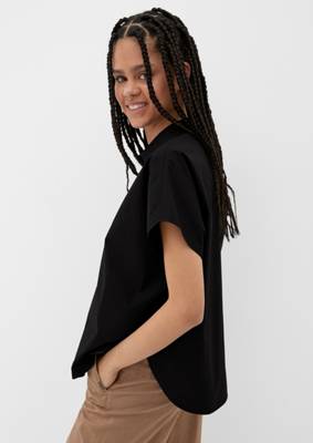 QS by s.Oliver Blusenshirt im Boxy-Fit Kurzarmblusen schwarz