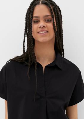 QS by s.Oliver Blusenshirt im Boxy-Fit Kurzarmblusen schwarz