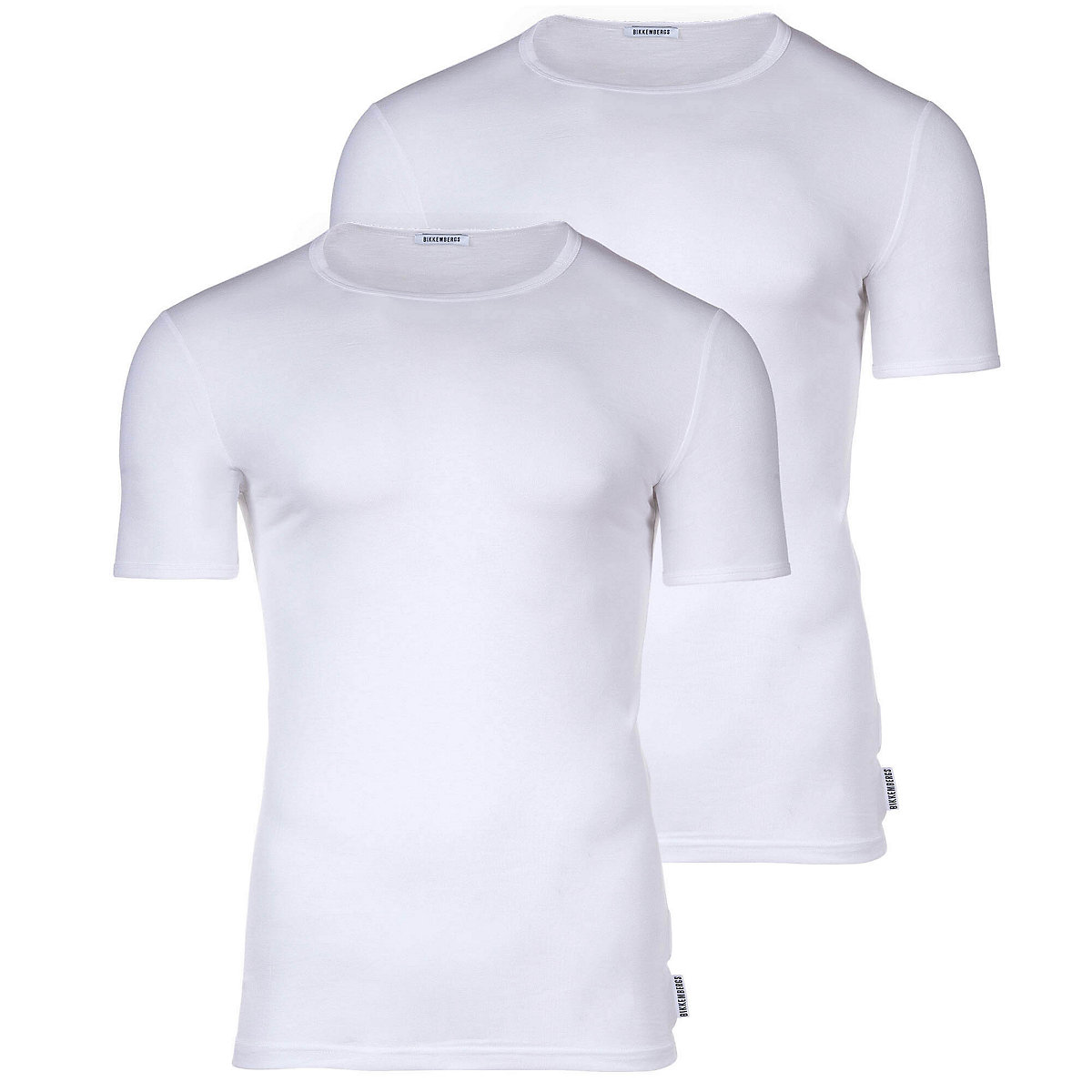 Bikkembergs Herren T-Shirt 2er Pack BI-PACK T-SHIRT Unterhemd Rundhals Cotton Stretch T-Shirts weiß