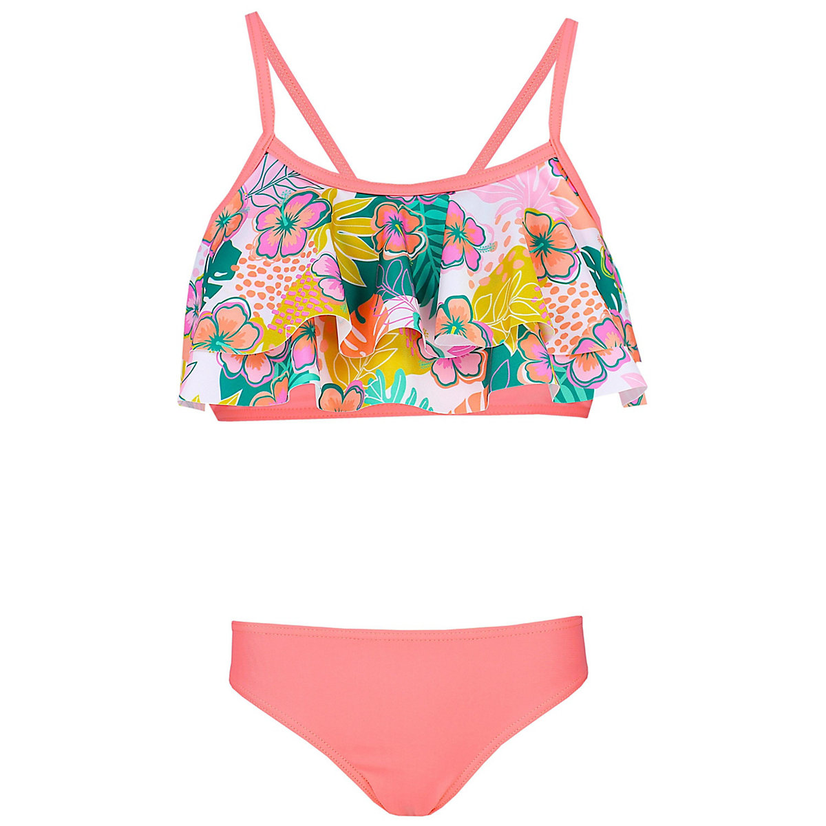 Aquarti Mädchen Bikini Set Zweiteilig Bikinislip Bustier für Mädchen rosa/gelb