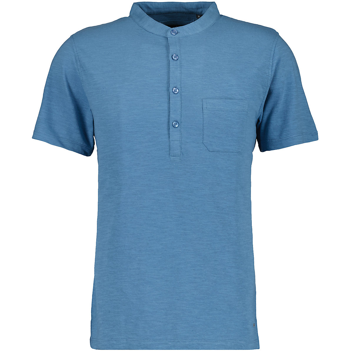 RAGMAN Serafino-Shirt Baumwolle-Leinen T-Shirts blau