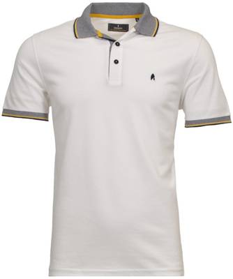 RAGMAN Polo with striped collar & cuf Poloshirts weiß
