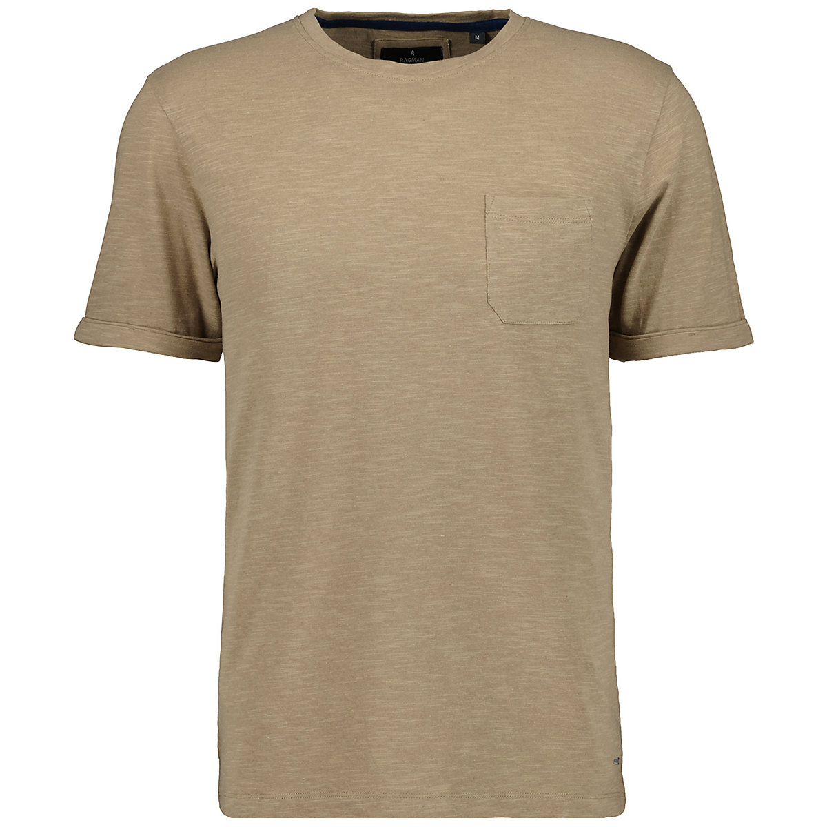 RAGMAN T-Shirt mit Brusttasche Baumwolle-Leinen T-Shirts beige