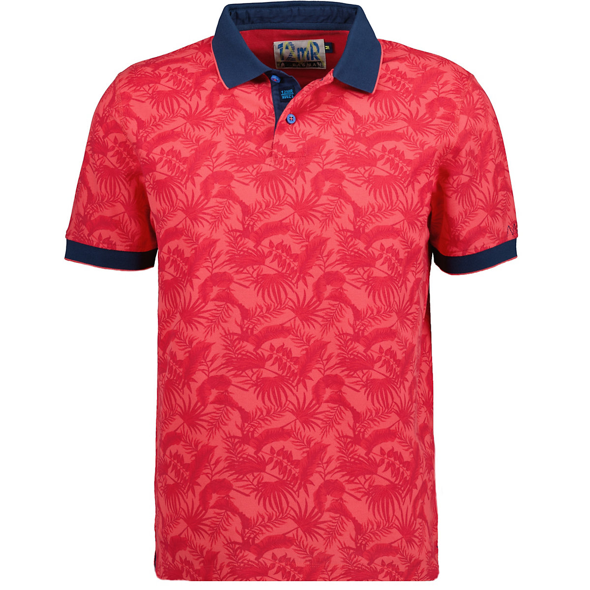 RAGMAN Piqué-Polo Palmenprint T-Shirts rot